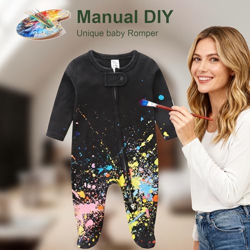 Hikido Baby Romper 100% Organic Cotton Pajamas One Piece Long Sleeve Zipper - Image 5