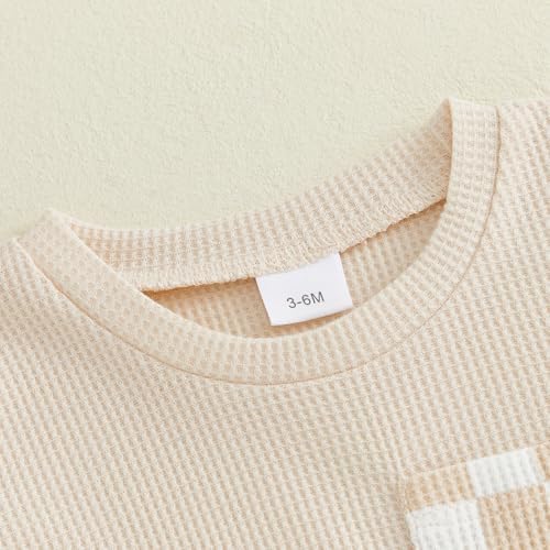 Newborn Baby Boy Girl Clothes Checkered Plaid Romper Waffle Knit Short Sleeve - Image 5