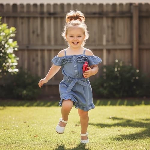 Baby Girl Denim Outfit Button Romper Jean Jumpsuit Shorts Overalls Toddler - Image 3