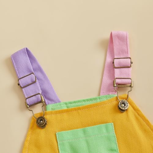 Fernvia Toddler Kids Baby Girl Boy Contrast Color Overalls Shorts Clothes - Image 4