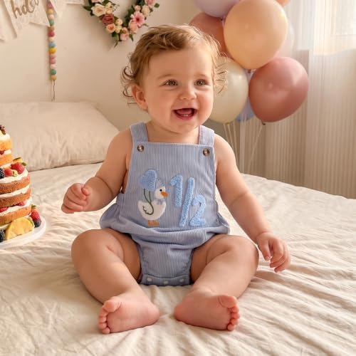Honganda Baby Boy 1/2 Birthday Outfit Half Way to One Cake Smash Romper - Image 2