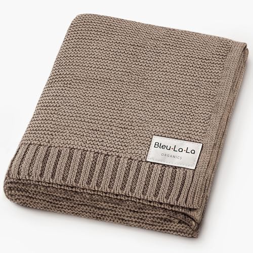 100% Organic Cotton Heritage Knit Textured Baby Blanket by BleuLaLa