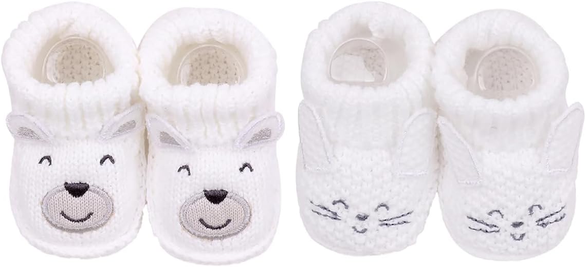 2 Pairs Baby Booties Newborn First Walkers Cozy Shoes Warm Knit Soft Booties by Unknown