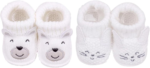 2 Pairs Baby Booties Newborn First Walkers Cozy Shoes Warm Knit Soft Booties by Unknown