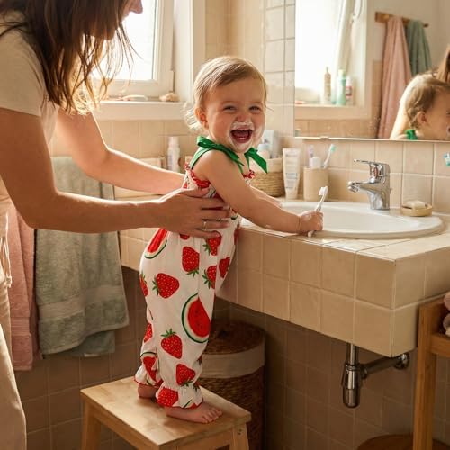 Baby Girl Watermelon Outfit Sleeveless Bubble Romper Strawberry Print Smocked - Image 4