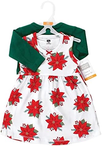 Hudson Baby Infant and Toddler Girls Cotton Dress and Cardigan Set - Image 2