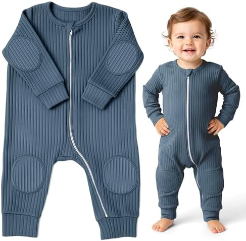 NurtureNauts® Scoot Suit, 100% Cotton, Elbow & Knee Pads, 2-Way Zipper by NurtureNauts