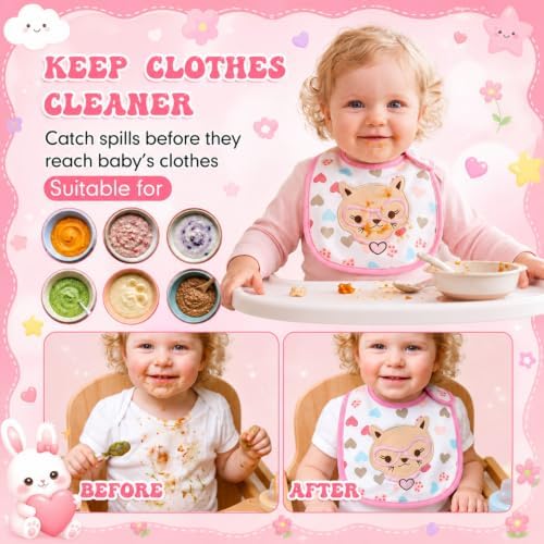 HooLing 24 Pcs Waterproof Baby Bibs, Soft Cotton Toddler Drool Bibs - Image 4