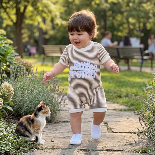 allshope Newborn Baby Boy Summer Outfit Romper Letter Embroidery Short Sleeve - Image 3