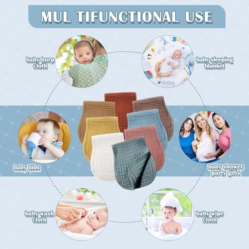 Frienda 8 Pack Muslin Burp Cloths - Image 4