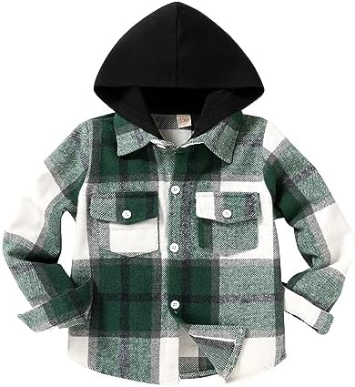 YOUNGER STAR Toddler Kids Boys Girls Flannel Hooded Plaid Shirt Button Baby Red by YOUNGER+STAR