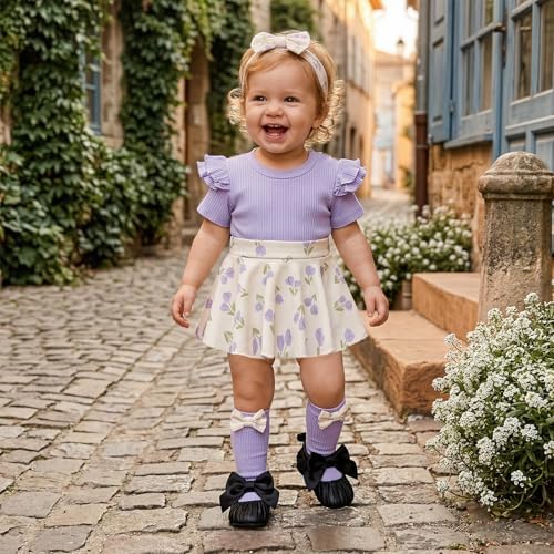Giraropa Newborn Baby Girl Clothes Smocked Bubble Romper Dress + Socks + - Image 2
