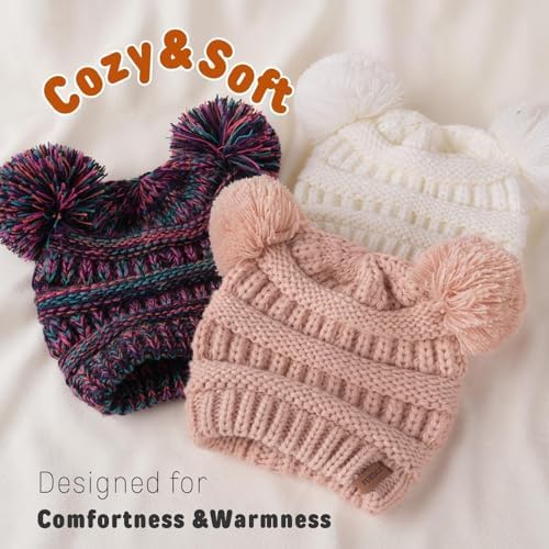 FURTALK Baby Winter Knitted Beanie Hat Soft Warm Pom Poms Toddler Skull Cap - Image 2