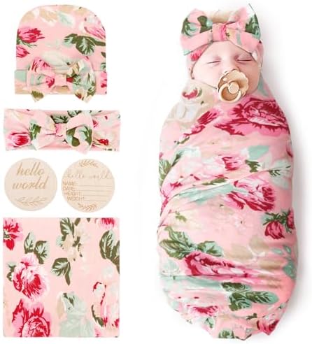 DRESHOW BQUBO Baby Girl Newborn Floral Receiving Blankets by DRESHOW