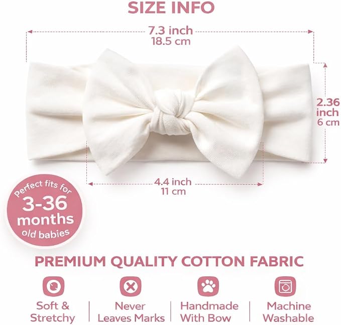 Baby Girl Headbands-Infant, Toddler Cotton Handmade Hairbands - Image 4
