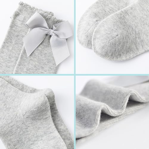 Baby Knee High Socks Infant Toddler Bow Ruffled Cotton Long Socks Stockings - Image 5