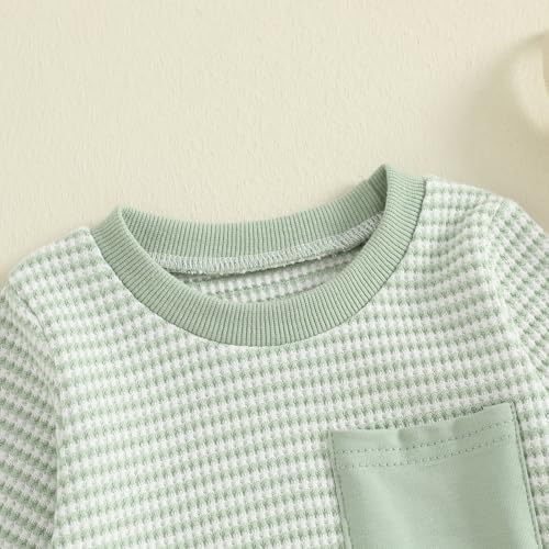 VISGOGO Newborn Infant Baby Boy Waffle Cotton Romper Clothes Onesie Stripe - Image 5