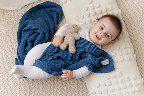100% Organic Cotton Heritage Knit Textured Baby Quilt Blanket - Image 5