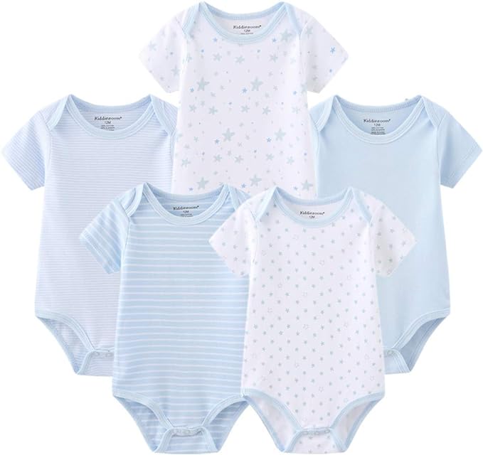 Kiddiezoom Baby Bodysuit Newborn Short Sleeve baby One-Piece Cotton 5-Pack baby by Kiddiezoom