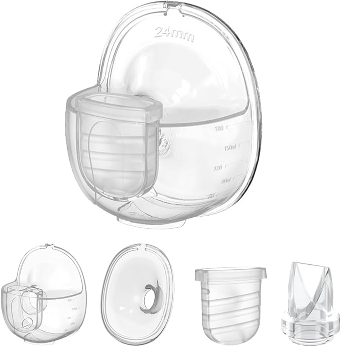 One Full Set S32 Breast Pump Parts with 24mm Flange Compatible with NCVI Nuliie NICEGREEN Life Zooawa S32 Breast Pump Replacement Parts,S32 Flange,Valves,Diaphragms,Collector