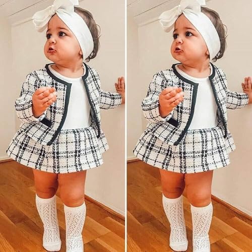 Toddler Kids Baby Girls Plaid Skirt Set Cardigan Jacket Coat + Tutu Dress Set - Image 2