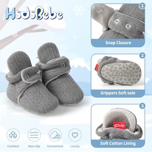 HsdsBebe Unisex Newborn Baby Cotton Booties Non-Slip Sole - Image 5