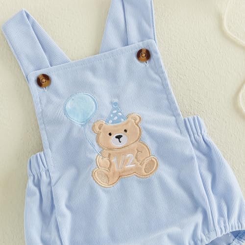 Honganda Baby Boy 1/2 Birthday Outfit Half Way to One Cake Smash Romper - Image 6