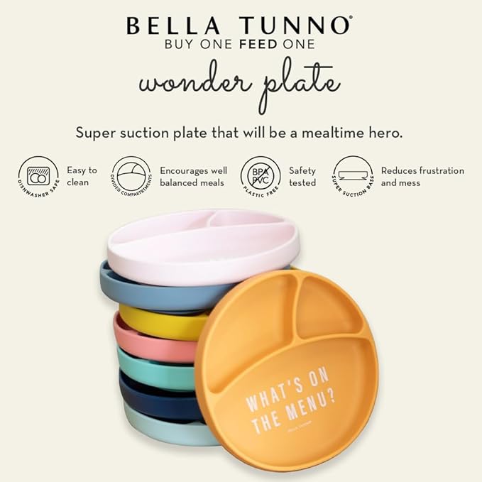 Bella Tunno Wonder Baby Plates – Silicone Suction Plates for Baby, Toddler, & Kids, Great for Baby Led Weaning, BPA Free, Kid and Baby Must Haves, 3 Sections (Happy Meal)