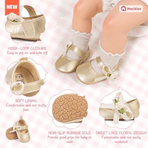 Meckior Infant Baby Girls Soft Sole Bowknot Princess Wedding Dress Mary Jane - Image 5