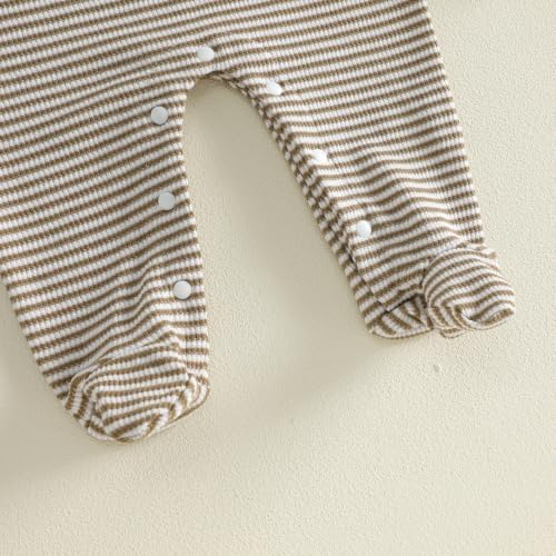 Bagilaanoe Newborn Baby Boy Footie Romper Waffle Knit Outfit Fall Jumpsuit | - Image 6
