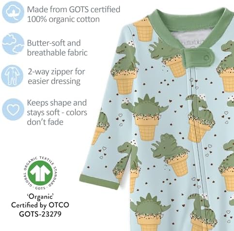 Butterblu Scout Sleep & Play 100% Organic Cotton Footed Zip Front PJs | GOTS - Image 4
