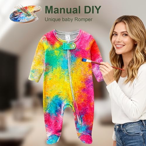 Hikido Baby Romper 100% Organic Cotton Pajamas One Piece Long Sleeve Zipper - Image 5