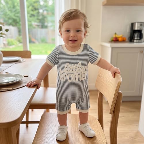 allshope Newborn Baby Boy Summer Outfit Romper Letter Embroidery Short Sleeve - Image 3