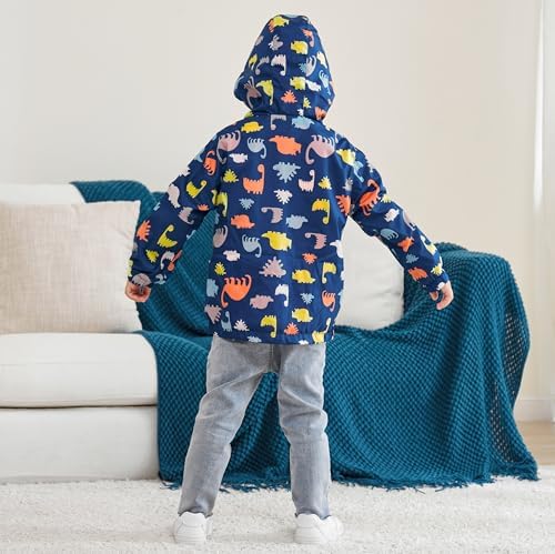 Boys' Hooded Dinosaur Jacket Windbreaker Outerwear - Image 3