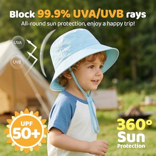 Toddler Bucket Hats UPF 50+ Baby Sun Hat Adjustable Kids Sun Protection Summer - Image 2
