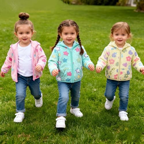 Toddler Baby Girl Fleece Jackets Fall Clothes Hooded Zip Fuzzy Coats - Image 4
