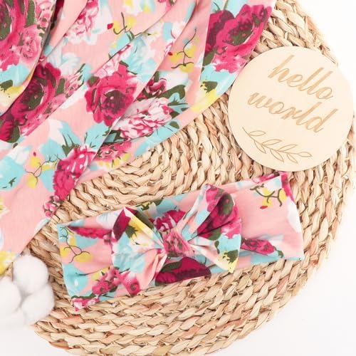DRESHOW BQUBO Baby Girl Newborn Floral Receiving Blankets - Image 5