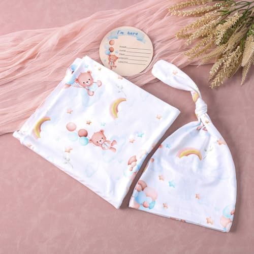 Ylsteed Baby Swaddle Blanket and Headband Set, Newborn Receiving Blanket - Image 3