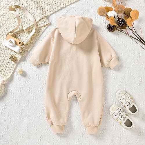 Unutiylo Unisex Baby Boys Girls Long Sleeve Infant Baby Zipper Hooded Jumpsuits - Image 4
