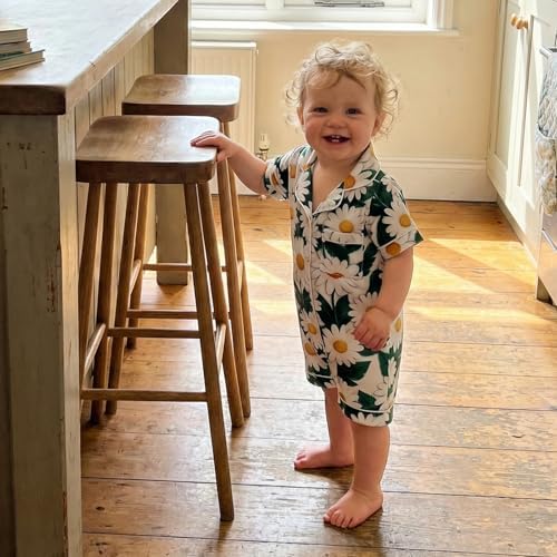 Kuriozud Baby Girl Boy Romper Pajamas Onesie Short Sleeve Button Down Pjs - Image 3