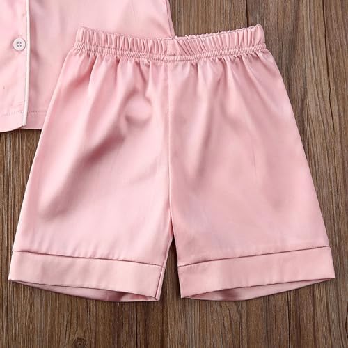 Kids Baby Girl Boy Satin Pajamas Set Button Down Sleep Shirt Top+Long Pants - Image 6
