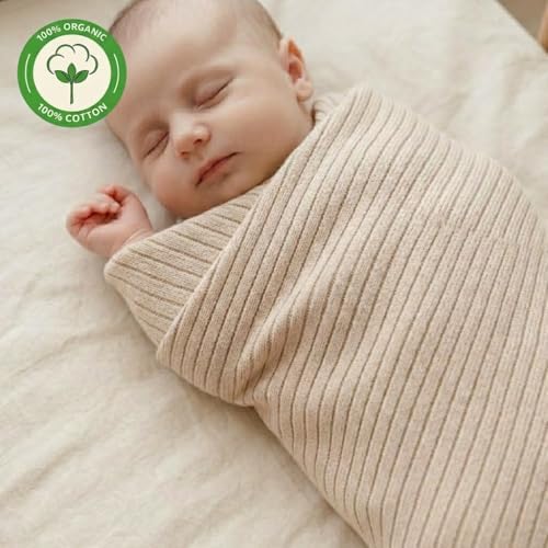 Receiving Blankets, 100% Organic Cotton Knit, Baby Swaddle 2-Pack | - Image 2