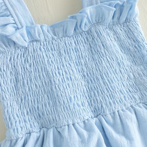 Newborn Baby Girls Summer Clothes Ruffle Sleeveless Pleated Smocked Bubble - Image 7