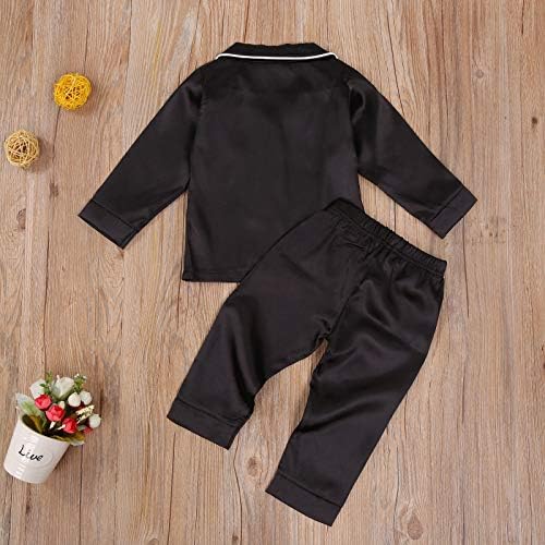 Kids Baby Girl Boy Satin Pajamas Set Button Down Sleep Shirt Top+Long Pants - Image 4