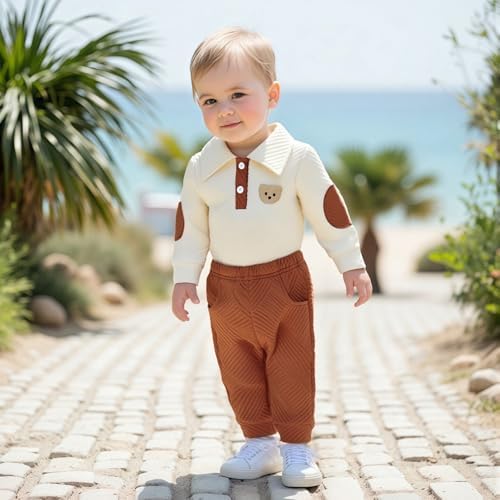 Giraropa Newborn Baby Boy Clothes Rib Knit Romper Jumpsuit Solid Sweater - Image 4