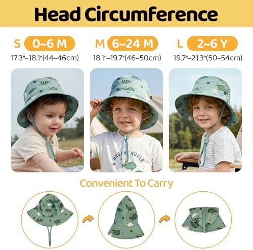 Toddler Bucket Hats UPF 50+ Baby Sun Hat Adjustable Kids Sun Protection Summer - Image 6