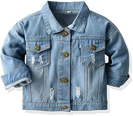 Toddler Baby Girls Jean Jacket Kids Denim Jacket Long Sleeve Button Top Coat by Noubeau