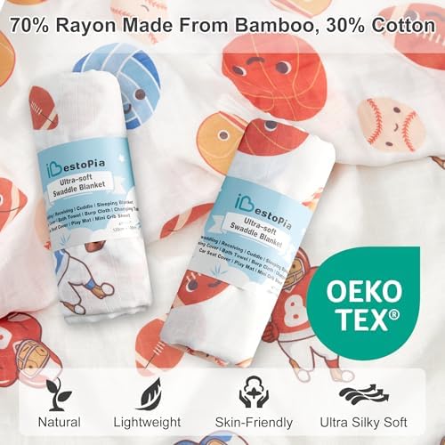 Baby Swaddle Blankets, Bamboo Muslin Receiving Blanket | 2-Pack, Lightweight & - Image 2