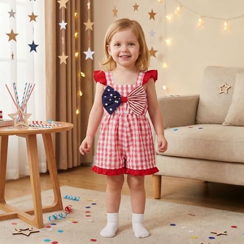 Little Girl Romper Toddler Overalls Summer Bow Jumpsuit Boho Outfit 6M-5T - Image 2