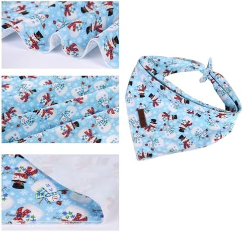 Lionet Paws Christmas Dog Bandana, Fabric Snowman Blue Dogs Kerchief - Image 2